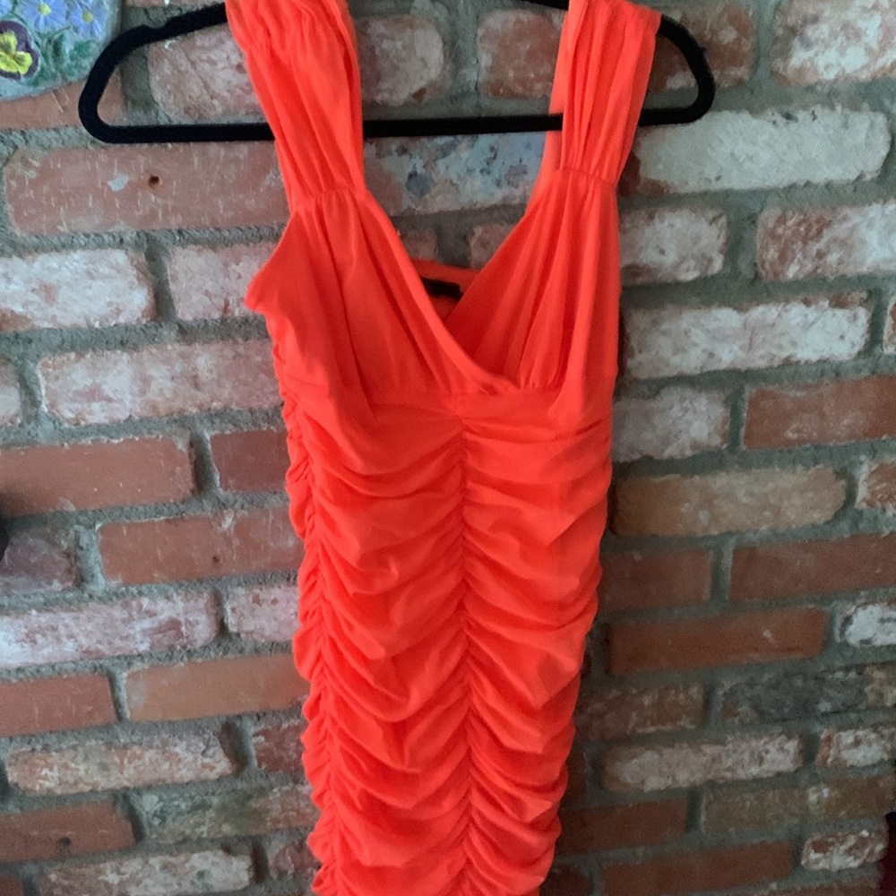 Sofia By Sofia Vergara Orange Scrunched Dress